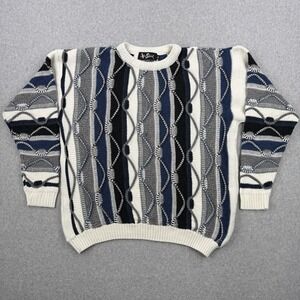 Vintage Alan Stuart Sweater Mens XL Multicolor 3D Knit 80s Coogi Made In USA
